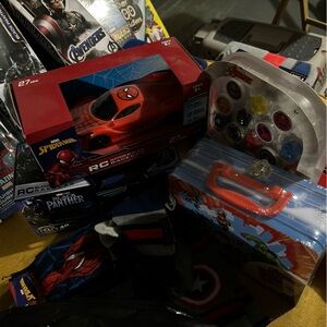 24 piece lot Spider-Man RC Car and Avengers Toys